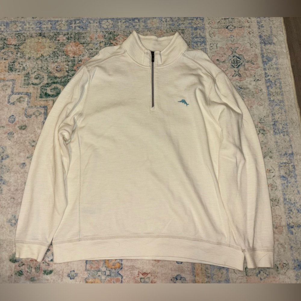 Men’s Tommy Bahama Cream Quarter-Zip Pullover